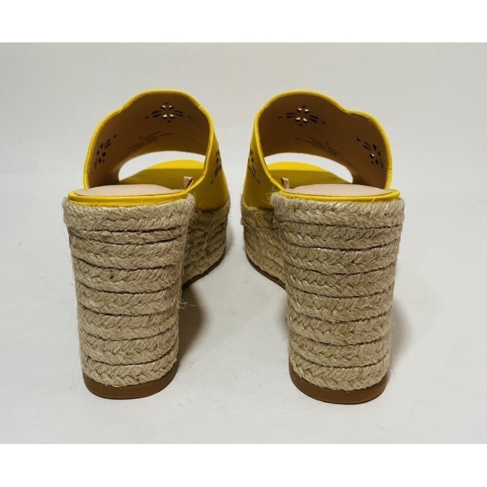 Kate Spade Women's Wedge Size 7 Mule Sandal Yellow Tenley Leather Espadrille - Picture 4 of 9